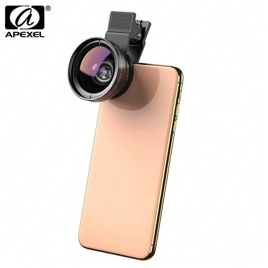 APEXEL 2 In 1 Phone Camera Lens Kit Compatible With IPhone And Android, 12.5X Macro Lens And 0.45X Wide Angle Lens, Clip-On Phone Lens Attachment With Bag - A - View 1