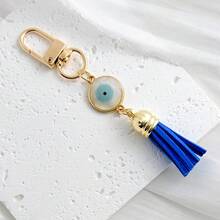 Rhinestone Tassel Pendant, Gold Lobster Clasp Bag Charm, Evil Eye Lucky Amulet Accessory - Multicolor - View 12