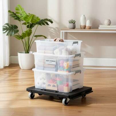 Heavy Duty Moving Furniture Dolly 440lbs Capacity, Connectable 4-Wheel Piano Moving Cart, Durable Transport Roller For Sofa, Cabinet & Heavy Furniture – Black