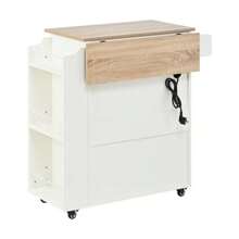 Kitchen Trolley With Folding Worktop, Drawers, Anti-Roll Kitchen Cabinet With Shelf, Towel Rack, Spice Rack, Serving Trolley - White - View 5