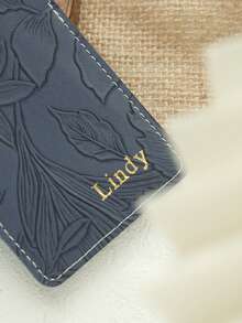 1 pieza Etiqueta de equipaje personalizada con nombre, adecuada para maletas, etiqueta de equipaje con palabra de nombre en letra dorada personalizada con patrón de flores grabado, etiqueta de cuero genuino personalizada con tarjeta de visita oculta, accesorio de viaje, hecho a mano, regalo elegante para dama de honor - Multicolor - Ver 9
