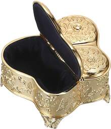 Butterfly Trinket Box Vintage Style Jewelry Storage Treasure Chest - Gold - View 11