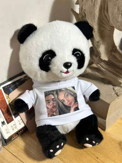 1pc Panda Figurine, Customizable Text And Image, Fun Gift, Doll Clothes, Personalized Gift, Gift For Her/Him, Commemorative Gift, Suitable For College Dorm, Home Decor, Wedding Decor, Car Decor, Christening, Christmas Decor, Gift For Women, Valentine's Day Gift