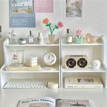 1pc Desktop Storage Rack, Desk Organizer Box, Riser Shelf, Office Supplies Storage Box, Multifunctional Minimalist Computer Monitor Riser Drawer Type Desk Organizer - White - View 8