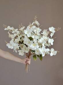 1 ramo de 65cm de flores artificiales de narciso y magnolia, adecuado para jarrones, sala de estar, centro de mesa de boda, tema romántico, plantas falsas, decoración de otoño, habitación, escritorio, decoración de jardín, Día de San Valentín, regalo de cumpleaños, graduación - Blanco - Ver 4