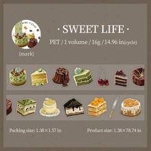 35mm*2M 可爱猫咪甜点图案和纸胶带，哑光PET材质，用途广泛，适用于剪贴簿、日记、计划本、家居装饰、DIY手工、学习用品等。 - 彩色 - 查看 18