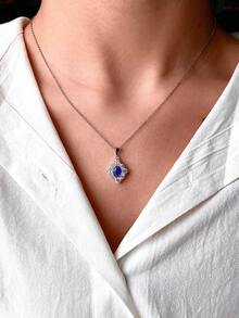 1 chiếc dây chuyền bạc 925 đính kim cương nhiều màu sắc, lấp lánh dành cho nữ, thanh lịch để đeo hàng ngày và hẹn hò, quà tặng năm mới và ngày Valentine. - Bạc - Xem 4