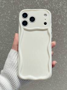 高级波浪纹白色奶油质感手机壳，简约防摔TPU软壳，适用于 - 白色 - 查看 2