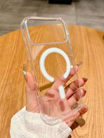 1 pièce Étui de téléphone magnétique transparent, Étui de téléphone pour couples, Compatible avec IPhone 17 Pro Max/16 Pro Max/15 Pro Max/13/15/16/17 Pro/14/11, Étui de protection de téléphone magnétique transparent à la mode, Classique et durable anti-chute