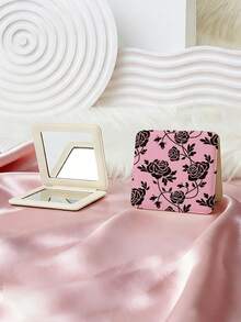 1pc Gothic Style Skull Series Vanity Mirror, Foldable Lightweight Compact Handheld Mirror, Durable PU Leather, Suitable For All Occasions, Portable Pocket Mirror With Classic Skull, Rose, Butterfly, Spider Web, Heart Patterns, 180° Flip Design - Multicolor - View 8