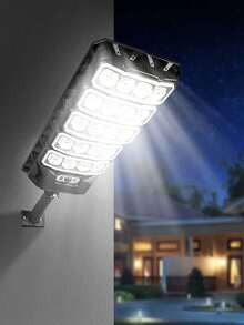 12000W Solar Powered Super Bright 18000lm Outdoor Street Light, Industrial Lighting Wall Lamp With Lithium-Ion Battery, Solar Panel Charging, Long-Lasting All-Night Illumination, Motion Sensor, 3 Lighting Modes, Suitable For Home, Yard, Garage Lighting - 28/120/264/352/440/528 LED - Black - View 5