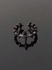 1 Adjustable Split Ring, Stylish Explosive Skull Design, Minimalist Neutral Teen Couple Ring - Multicolor - View 8