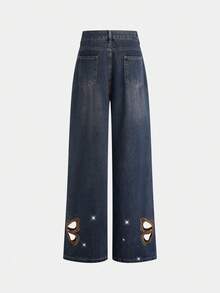Magic Mia Women Flare Pants High Waist Wide Leg Trousers | Suitable For Office Commute, Campus Life, Street Strolling & Holiday Outings (Cotton) For Easy Chic Styles - Màu xanh lam - Xem 5