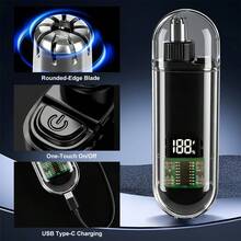 Men's USB Rechargeable Nose And Ear Hair Trimmer-Small, Portable, Digital Display Design, Suitable For Home Or Business Trip Battery Capacity 220mAh - Multicolor - View 8