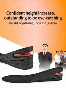 1-Pair Black 5cm Invisible Air Cushion Height Increasing Insoles – Multi-Layer Adjustable Height Shoe Inserts For Women & Men, Breathable Perforated Comfort Insoles, Ideal For Daily Wear Commutes Date Nights All-Day Foot Support, Bestselling Hidden Height Boost Insoles, Perfect For Valentine's Day Practical Gift For Friends Colleagues Height-Enhancement Enthusiasts - màu đen - Xem 10