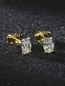 1 PC 925 Sterling Silver Stud Earrings Shining Oval Cut 8A Zirconia Stone Elegant Brilliant Jewelry For Teenager Girl - LZE03 - View 3