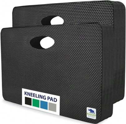 Rugged Rhino Heavy Duty Patent Pending Kneeling Pad, 2 PK, Shock Absorbent Thick Knee Pads, Holds Up To 300 Lbs, Protect Knees From Hard Concrete Surfaces, For Mechanics, Gardening, Gym, Onyx Black