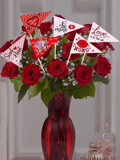 8pcs Vase Decor Flower Arrangement, Heart Shaped Vase Decor For Valentine's Day, Engagement, Wedding, Home Decoration