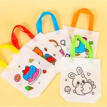 10/25pcs Random DIY Graffiti Gift Bags, Comes With 8pcs Random Color Pens, Personalized Colorful Cartoon Non-Woven Fabric Painting And Coloring Tote Bags, Suitable For Birthday Party, Christmas, Valentine's Day, Easter, New Year And Spring Festival Gifts, Gift Packaging And Storage - Multicolor - View 2