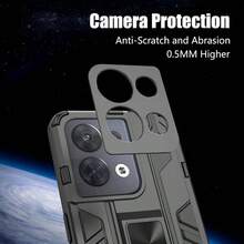 Case For Reno 8 Pro/Reno 8 Pro+ - Shock Absorbing Protective Soft TPU And Hard PC Case With Stand - Gray - Gris - View 7