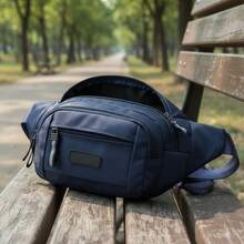 Men's Navy Blue Shoulder Bag, Unisex Waterproof Waist Bag, Street Wear, Ondway, Biker - Màu xanh hải quân - Xem 8