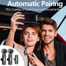 Portable Mini Wireless Lavalier Microphone, Wireless Recording Microphone Compatible With Iphone & TypeC Plug-Play,Lapel Mic For Video Recording,Teaching, Interviews,Podcast,2.4G Ultra-Low Delay Built-In Noise Reduction Chip Mic For Vlog(50mAh Rechargeable Battery)