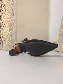 Women's Elegant Sexy Fashion Platforms Square Toe Chunky Heel Party Holiday Versatile Super High Heel Pumps - Black - View 4