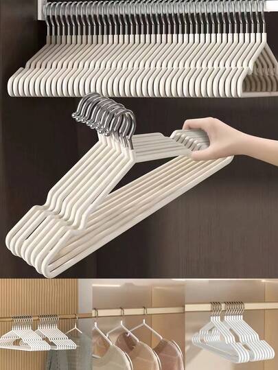 60/20/10/1 Pcs Non-Slip Hangers, Metal Hangers, Space Saving, Heavy Duty Rubber Coated Metal Wire Hangers, Suitable For Coats, Shirts, Dresses, Pants - Closet Organizer