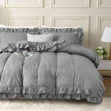 Stylish 3pcs Frilled Duvet Cover Set | 3pcss Ruffle Bedding Set With 2 Pillowcase Frills Duvet Cover With Button Closure Soft Microfiber Duvet Cover Set - Navy Blue - View 10