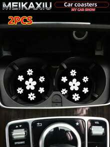MEIKAXIU 2pcs 3D Floral Fabric Cup Mats, Car Cup Holders Coasters, Car Decor Accessories, For Women - Bubble Flowers - View 18