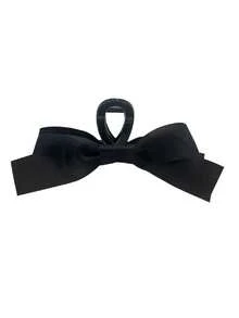 1pc Women's Black Bowknot Plastic Hair Claw - Cross Gripping Design Hair Clutch Catcher Clip, Ideal For Daily Use College School, Fall Winter Vacation Outfits Women's Bow Hair Accessories - Black - View 7