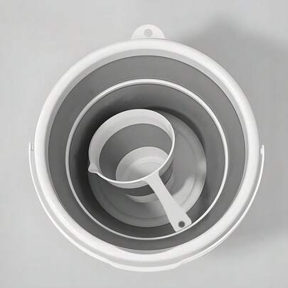 Cubo multiusos, cesta de ropa plegable, cubo de limpieza, cubo portátil con asa, cucharón de mango largo, cucharón plegable, estilo de mango largo, cubo para exteriores, adecuado para baño, lavandería, dormitorio, hogar, limpieza y organización