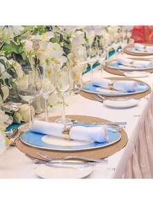 50pcs/30pcs/20pcs/12pcs/10pcs Round Linen Coarse Burlap Placemats, Heat Insulation Pads, Heat Resistant Table Mats, Suitable For Kitchen And Dining Room, Can Be Used As Wedding Tablecloth, Wedding Decor, Home Decor, Room Decor, Applicable For Wedding Party, Birthday Party, Family Gathering, Restaurant Decoration - Khaki - View 8