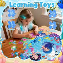 70PCS Mermaid Unicorn Double-Sided Floor Puzzle - Multicolor - View 4