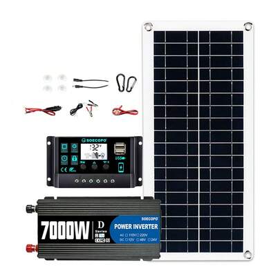 7000W Komplettes Solarsystem-Kit 12V zu 110V/220V 100A Regler 300W Panel Netzunabhängiges Wechselrichter-System für Zuhause/Camping Backup