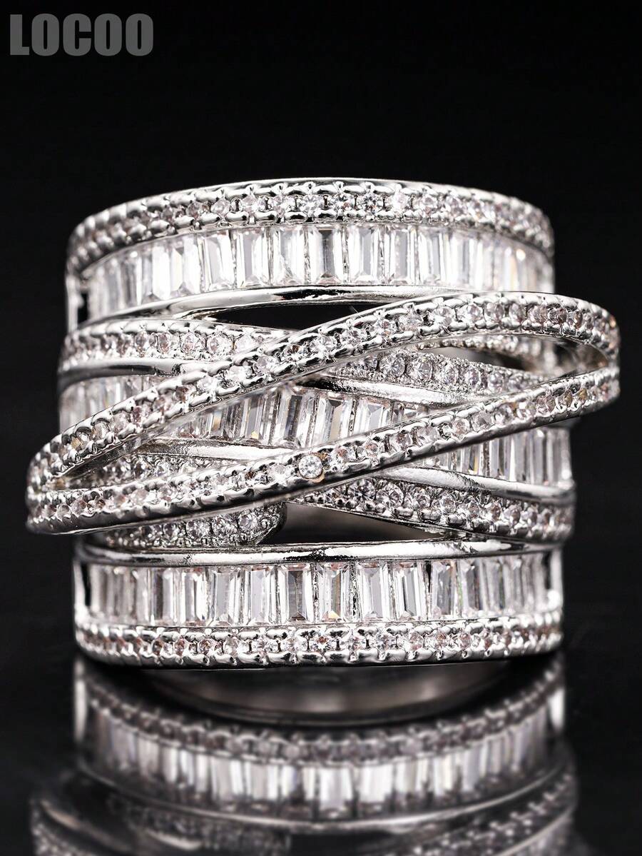 1 PC Pretty Cubic Zirconia Ring For Women For Wedding Engagement Anniversary Party Jewelry Valentine's Day Gift - 1# - View 1