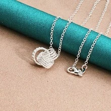 925 Silver Plated Knot 16-30 Inch Pendant Necklace For Women Wedding Party Fashion Charm Jewelry - Silver - View 3