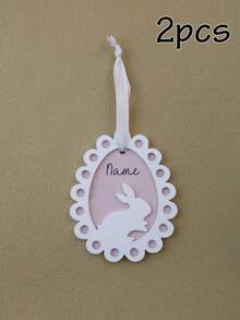 LICVIC Custom Easter Eggs Ornaments-With Rabbit Pattern, Personalized Easter Basket Stuffers, Customized Name Easter Decorations, Customizable Easter Tree Decorations, Easter Gifts, Party Decor, Room Decor, Living Room, Couples, Family, Friend, Kids Gift - Style a - View 12