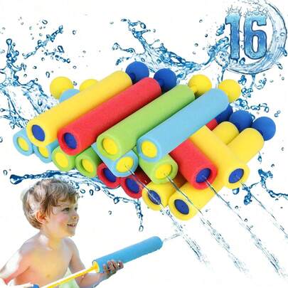 Paquete de 16 Pistolas de Agua de Juguete de Espuma, Pistola de Agua Extraíble EVA,Juego Familiar de Verano para niños, Juego de Pistola de Agua, Adecuada para Piscina al Aire Libre, césped, Playa,Regalos Para El Día Del Niño, Regalos De Cumpleaños, Favores De Fiesta En La Playa