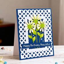 Creative Grids And Flowers Metal Cutting Dies, DIY Scrapbooking Album And Embossing Stencil, Greeting Card Making Tool, Card Paper Cutting Crafts ,Gift Card Making Template Die Cuts. - Silver - View 1