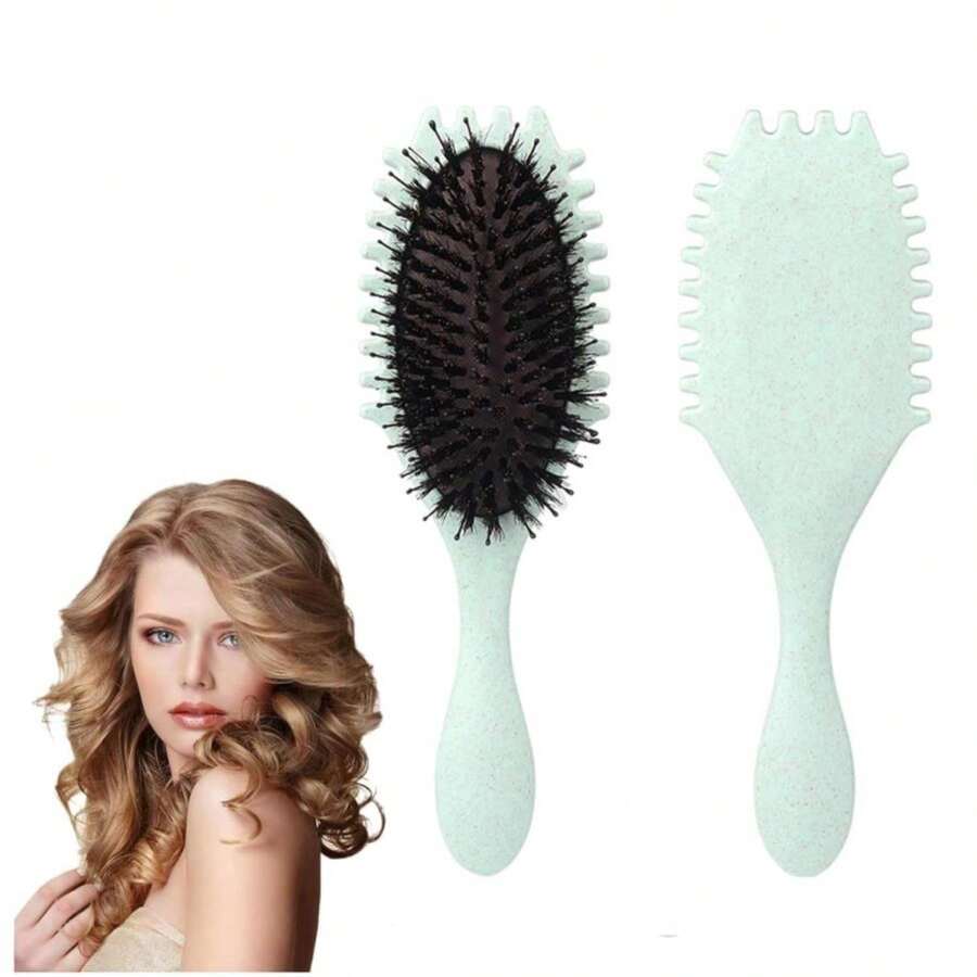 Fvaql Curly Hair Brush,Curl Defining Brush Defining With Side Gear For Combing, Shaping, And Styling Curly Hair, Uitable For All Hair Types, For Both Men And Women(Green) - ColorA - 查看 1