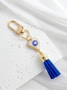 Rhinestone Tassel Pendant, Gold Lobster Clasp Bag Charm, Evil Eye Lucky Amulet Accessory - Multicolor - View 8
