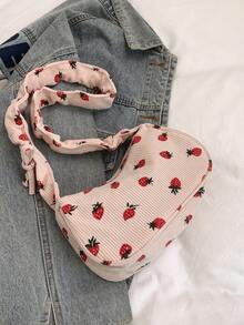 Fashionable Casual Simple Large Capacity Pleated Handbag & Shoulder Bag With Ditsy Ditsy Floral, 2026 New Arrival - Pink - View 8