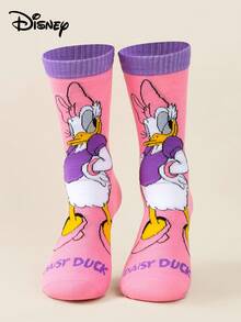 Disney 迪士尼 1/3/5 双装 春夏迪士尼经典角色（唐老鸭/高飞/米妮/米奇/黛丝/布鲁托）大胆波普艺术风格混搭图案条纹弹力透气船袜 日常休闲/国际妇女节/圣帕特里克节迪士尼角色袜 柔软舒适时尚袜 青少年及成人 - 彩色 - 查看 5