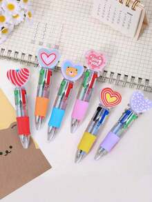6pcs/12pcs/Valentine's Day Gift Heart-Shaped Ballpoint Pen, Cartoon Love Heart Ballpoint Pen, Multi-Color Push-Button Ballpoint Pen, Valentine's Day Gift, Anniversary Gift, Party Favor, Gift Filler - Nhiều màu - Xem 7