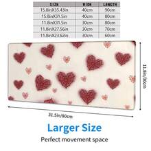 1pc Dark Chic Red Spider Heart Mouse Pad, Personalized Mesh Heart Desk Mat, Large Non-Slip Office & Gaming Keyboard Pad - Rectangle - View 2