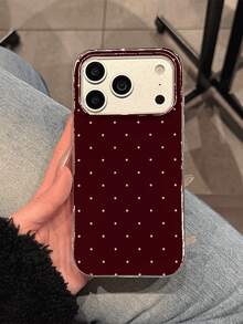 GIIPPA 1pc Burgundy Polka Dot Print Design Phone 17 Pro Max Case, Fits 16 Pro Max, 15 Pro Max, 14 Pro Max, Korean Stylish & Interesting Phone Case, Compatible With 11/12/13/14/15/16 Pro Max Plus, Elegant Design Suitable For Both Men And Women, Ideal Gift For Girlfriend On Christmas, Valentine's Day, Easter, Wedding Season And Birthday - Burgundy - View 1