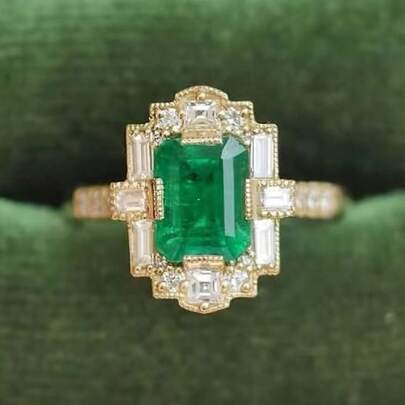 New Square Diamond Shiny Ring For Women, Niche Light Luxury Retro High-End Jewelry, Simple And Elegant, Suitable For Daily Wear Or Party Fashion Women's Ring, Jewelry Accessory, An Exquisite Gift For Women Simple And Elegant, Suitable For Daily Wear Or Party Fashion Women's Ring, Jewelry Accessory, It's An Exquisite Gift For Women.