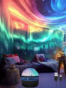 1pc Magic Ball Starry Sky Northern Lights LED Projector Lamp, Ambient Light, Minimalist Elegant Bedside Lamp, Creative Gift For Girlfriend, Roommate - Multi-color light - View 9