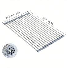 1 tấm lót bát đĩa silicon đa năng - Chịu nhiệt, khay thoát nước bồn rửa có thể gập lại kèm giá đựng dụng cụ - Dụng cụ nhà bếp tiết kiệm không gian với thiết kế cuộn lại. - Xám - Xem 8